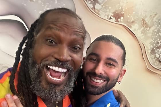 Orry Catches Up With Chris Gayle Ahead Of IPL 2024 Commentary In CSK Vs RCB